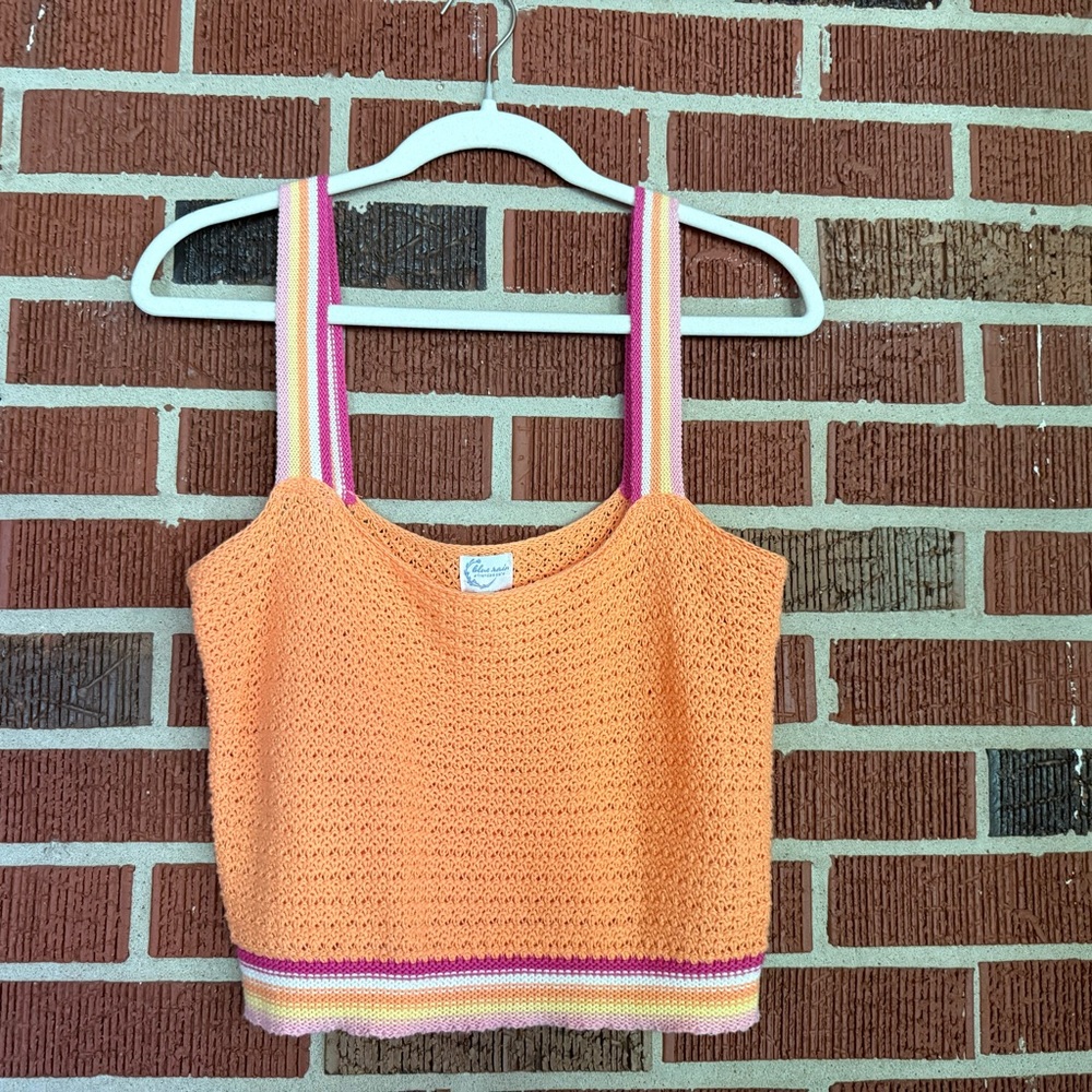 Blue Rain Orange and Pink Crochet Tank Top